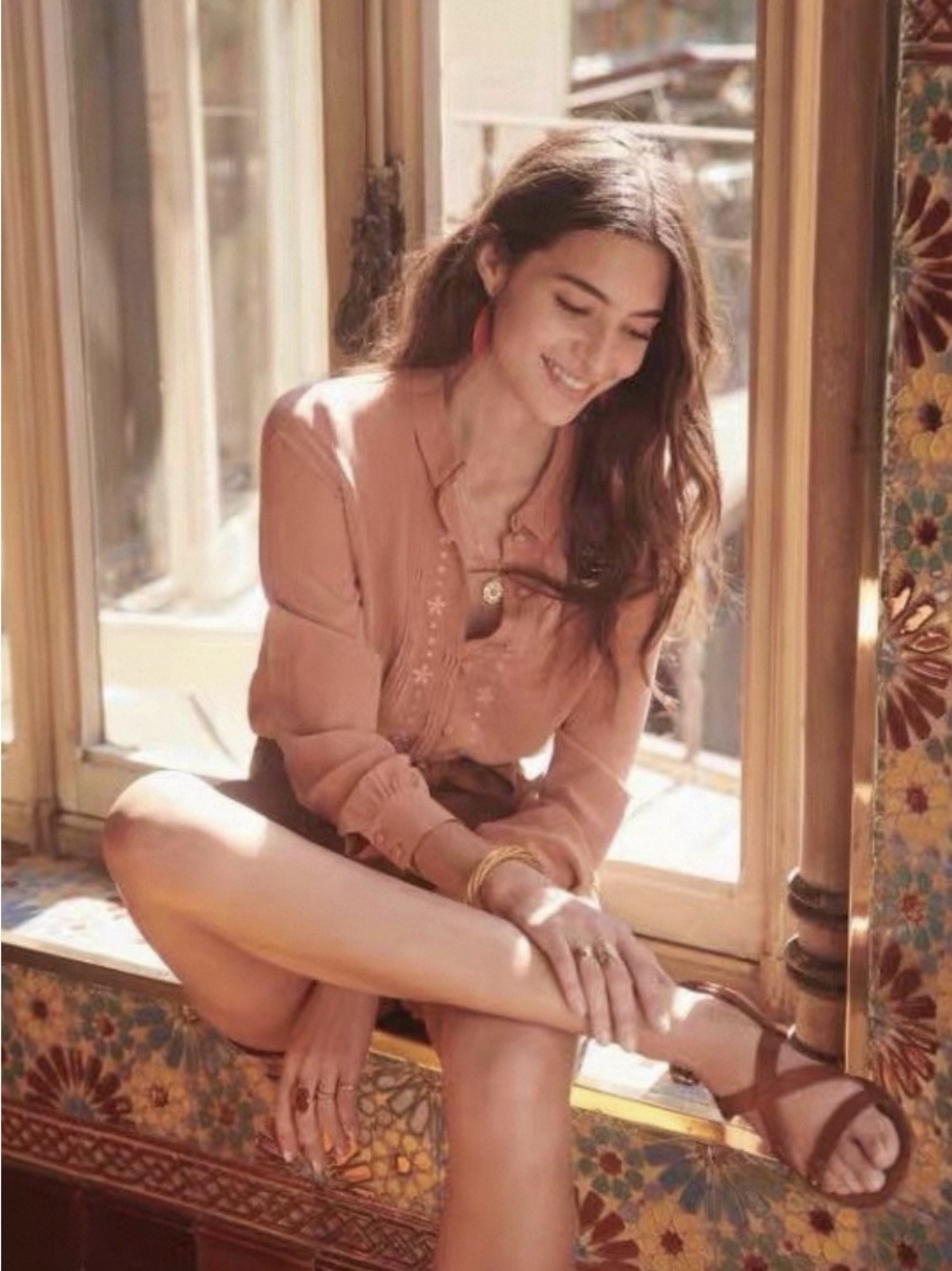 NWT Sezane Joda 100% silk Women's Dusty Rose Button-Front Blouse size 34 - Picture 2 of 9